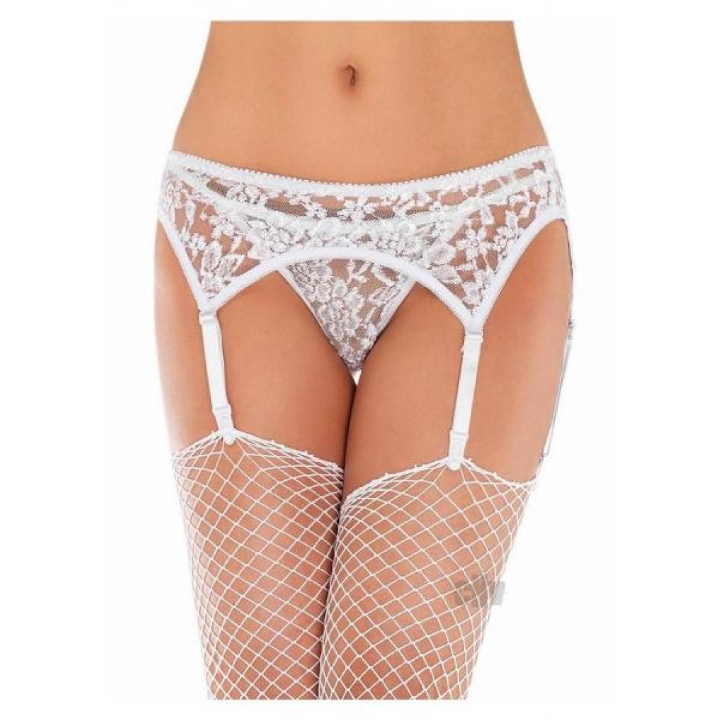 Lace Garter Belt W/ Thong Ps White - Bodystockings, Pantyhose & Garters