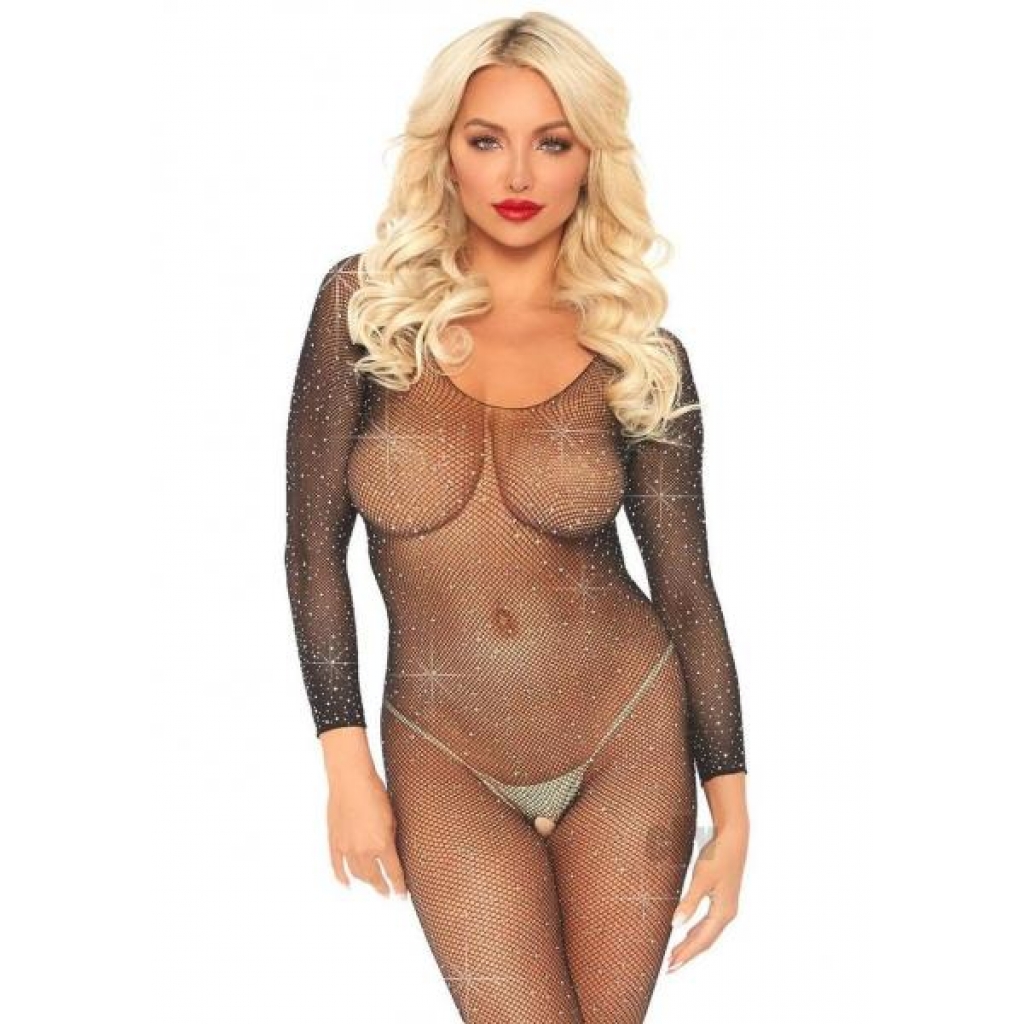 Crystalize Fishnet Sleeve Body Os Blk - Bodystockings, Pantyhose & Garters