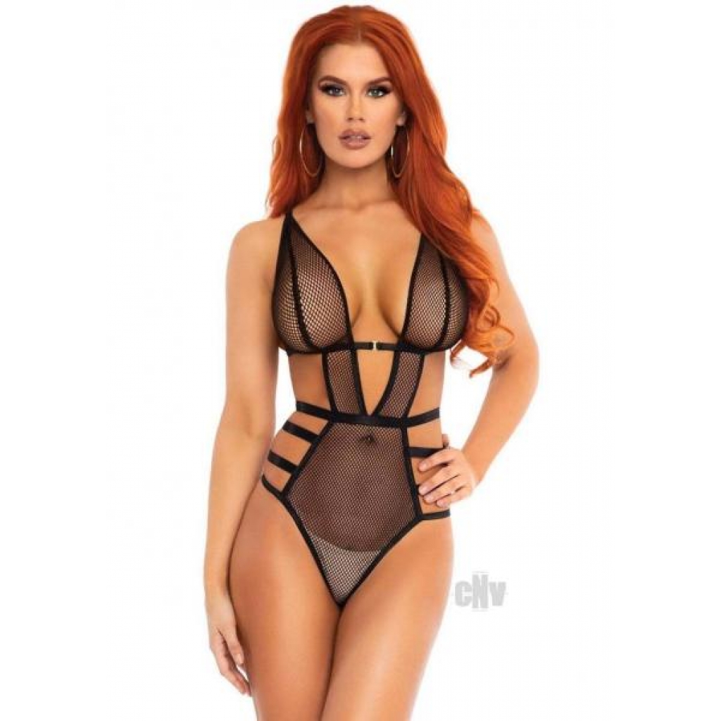 Fishnet Gstring Teddy - Small Black