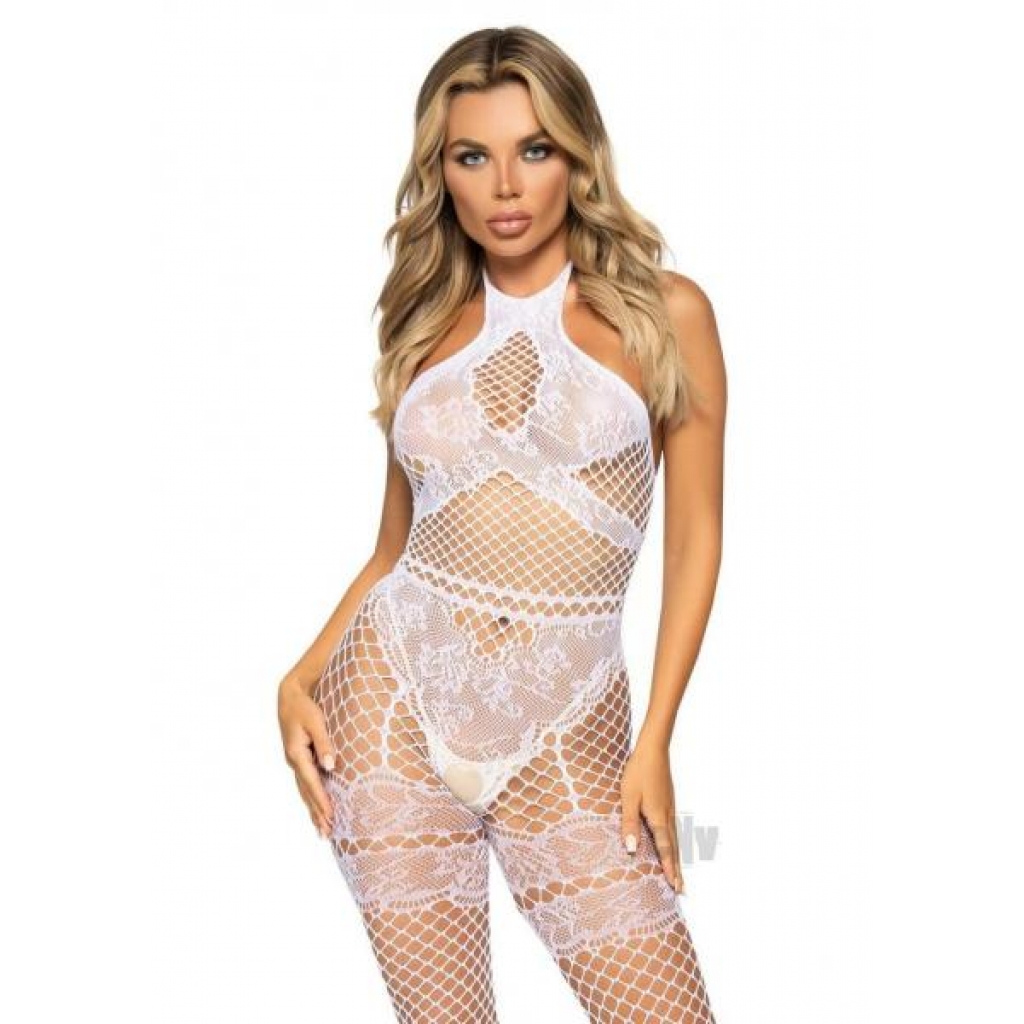 Seamless Net Halter Bodystocking - White O/S