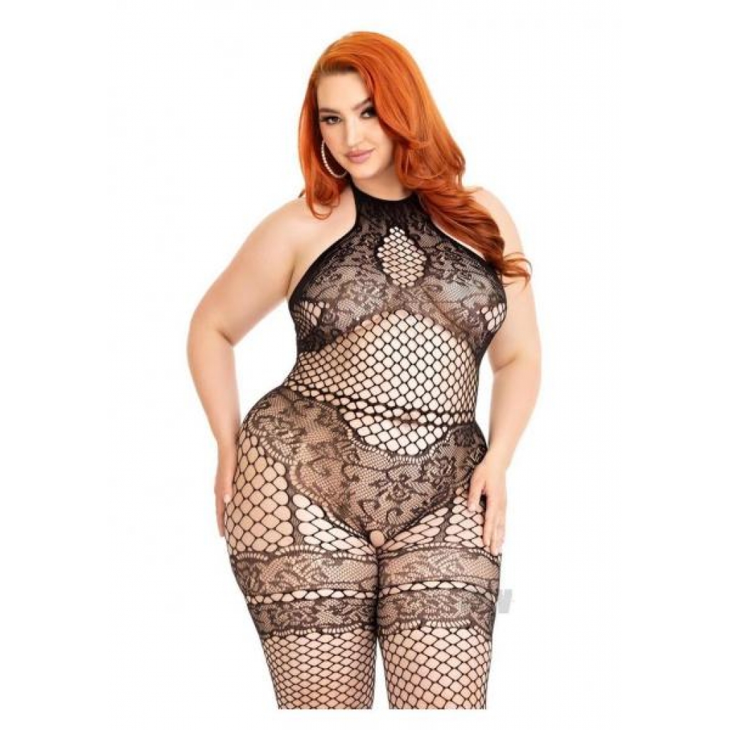 Seamless Indust Bodystocking 1x/2x Blk - Bodystockings, Pantyhose & Garters