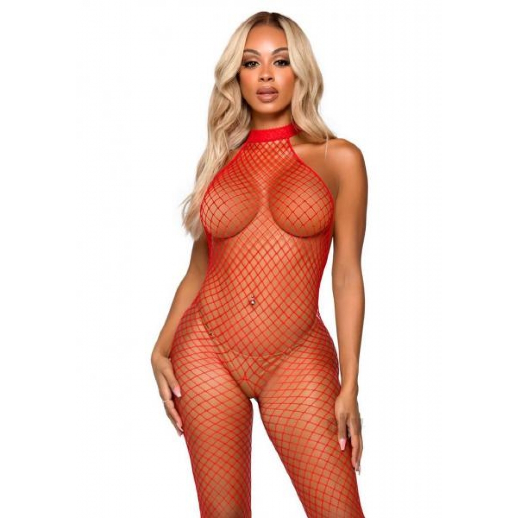 Industrial Backless Bodystocking Os Red - Bodystockings, Pantyhose & Garters