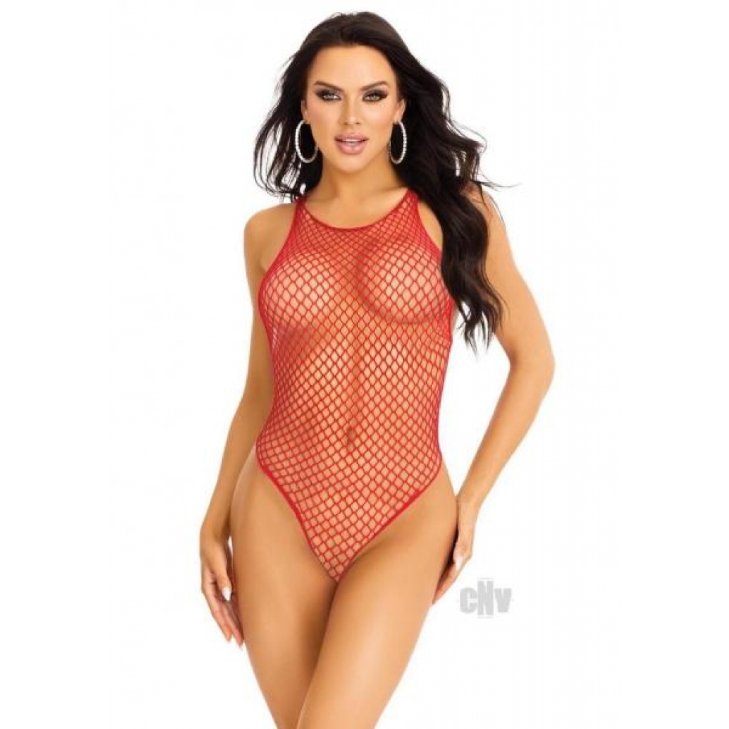 Industrial Net Snap Tank Bodysuit Os Red - Bodystockings, Pantyhose & Garters