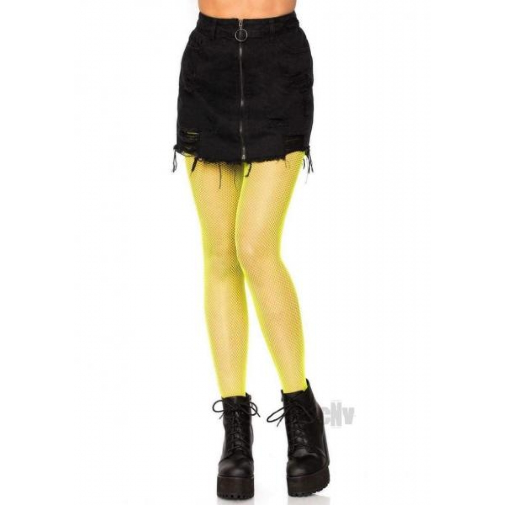 Nylon Fishnet Pantyhose - Neon Yellow O/S