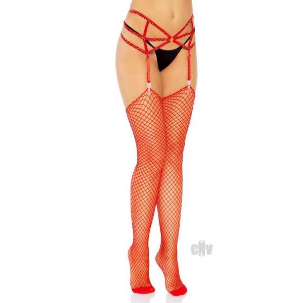 Lycra Industrial Net Stockings Os Red - Bodystockings, Pantyhose & Garters