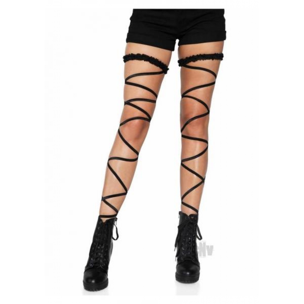 Garter Leg Wrap Set - Black O/S