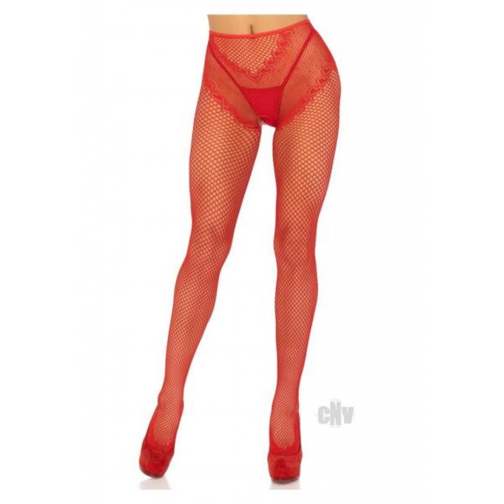 French Crotch Fishnet Tight Heart Os Red - Bodystockings, Pantyhose & Garters