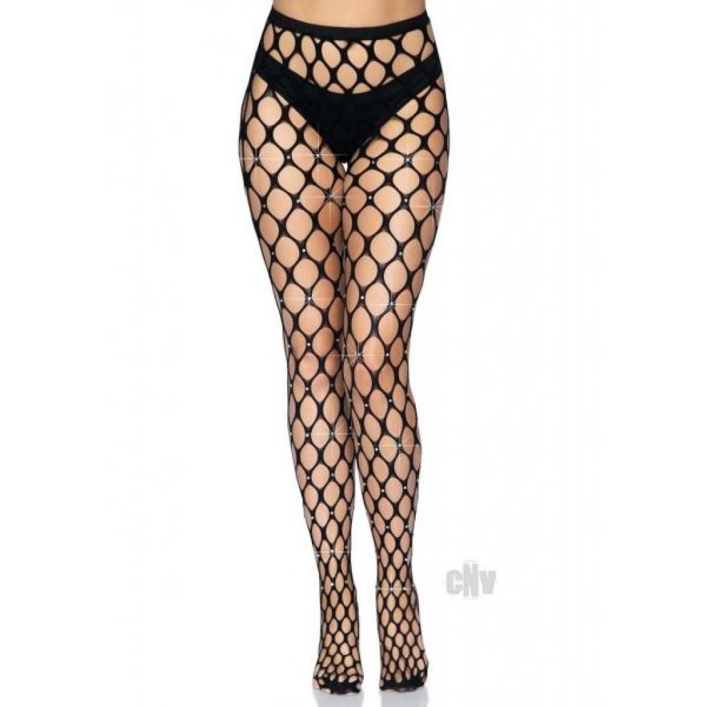 Rhinestone Jumbo Pothole Tights Os Black - Bodystockings, Pantyhose & Garters