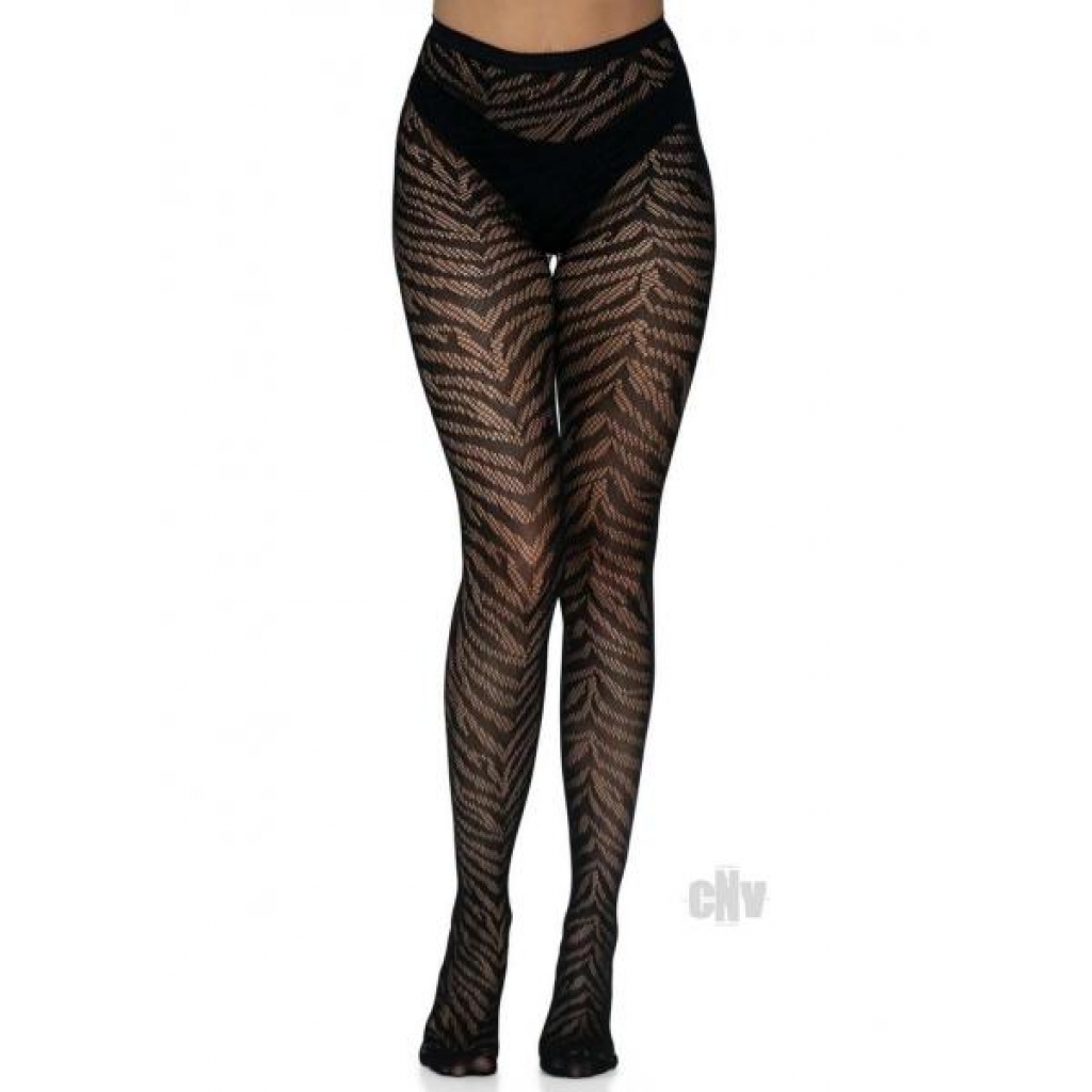 Zebra Net Tights Os Black - Bodystockings, Pantyhose & Garters