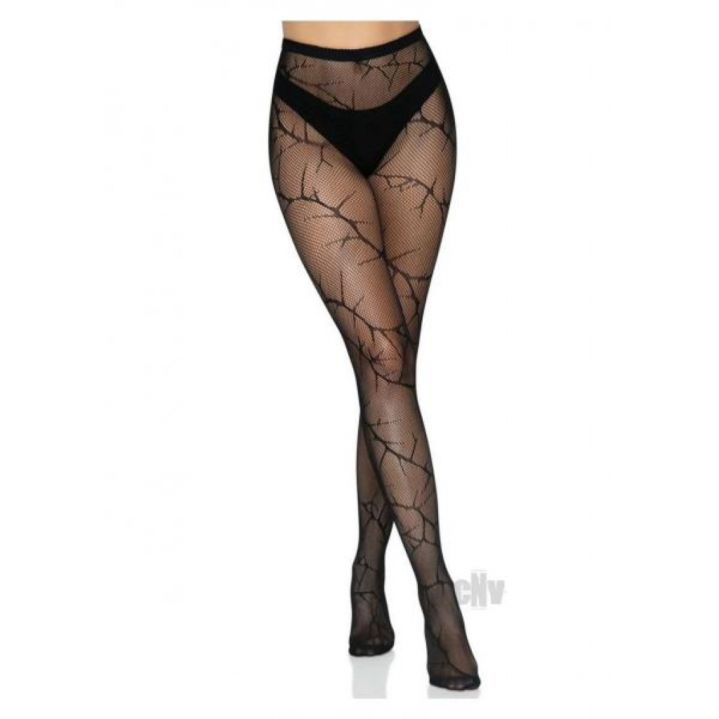 Cracked Fishnet Tights Os Black - Bodystockings, Pantyhose & Garters