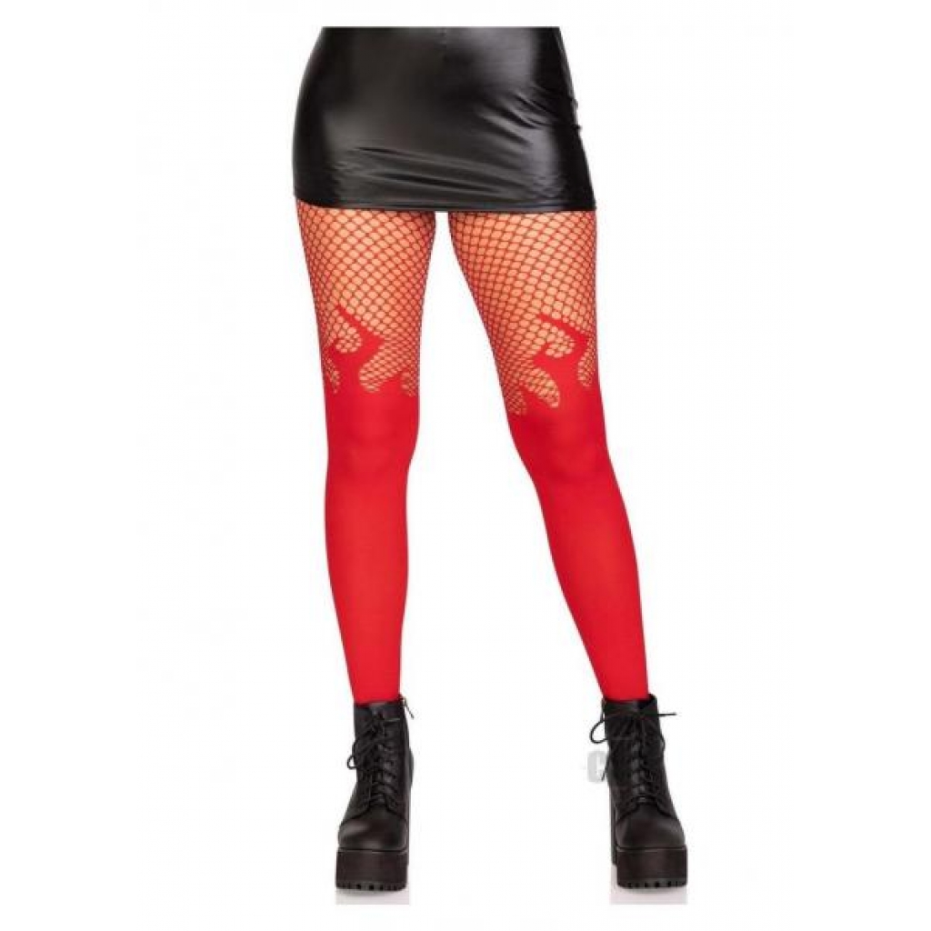 Opaque Flame Tight Fishnet Top Os Red - Bodystockings, Pantyhose & Garters