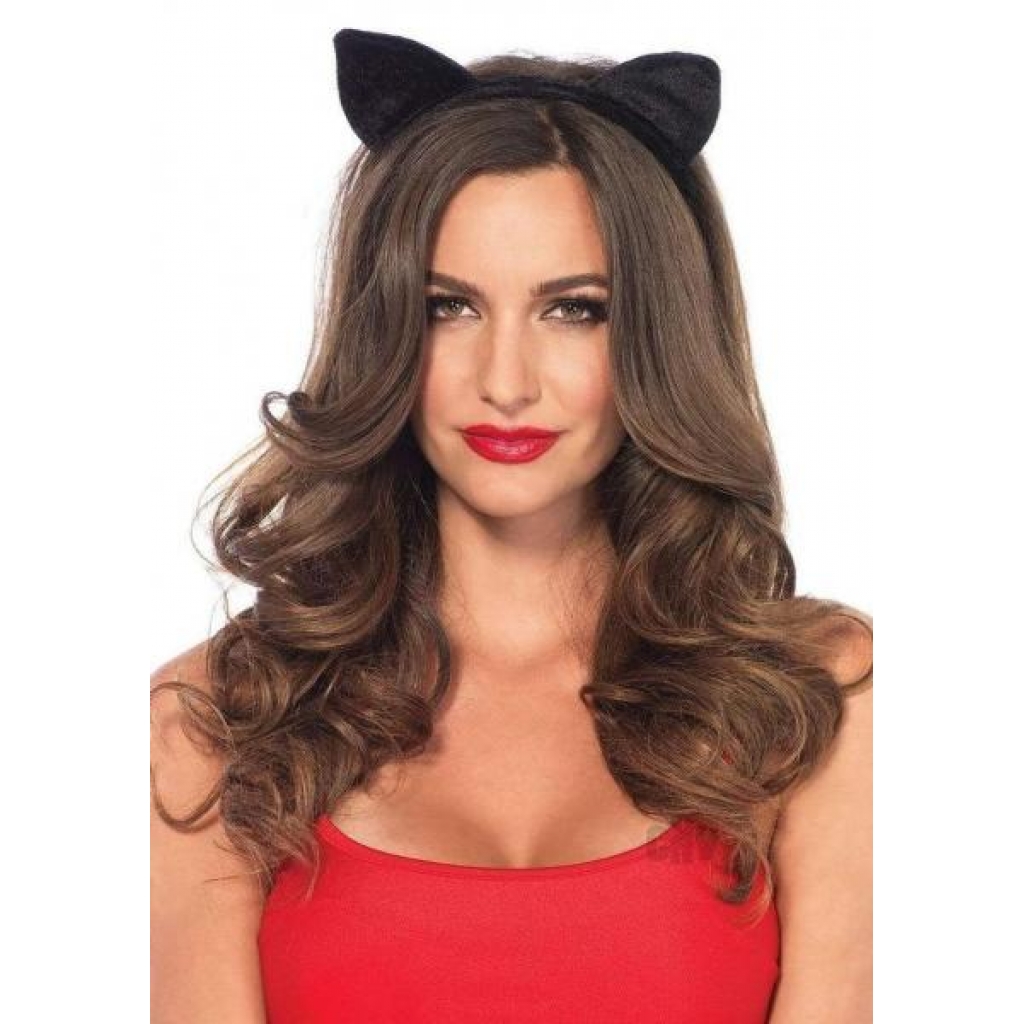 Velvet Black Cat Ears Os - Sexy Costume Accessories