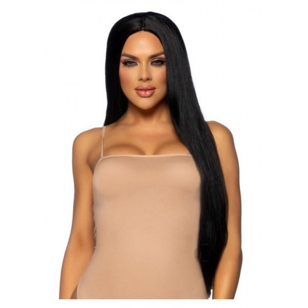 Long Straight Center Part Wig - Black