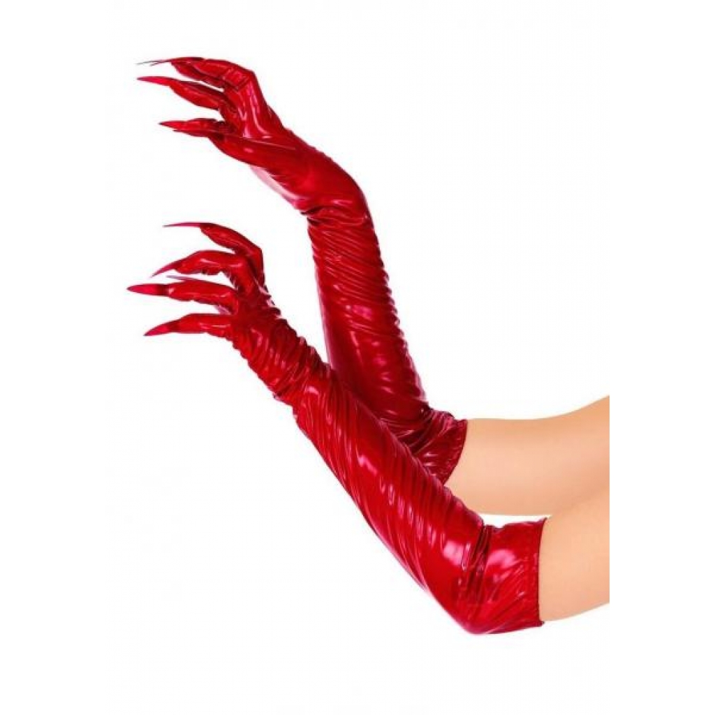 Vinyl Claw Gloves Sm Red - Pasties, Tattoos & Accessories