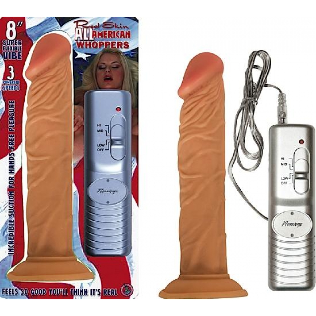 All American Whoppers Vibrating Dong 8 Inches Beige - Realistic