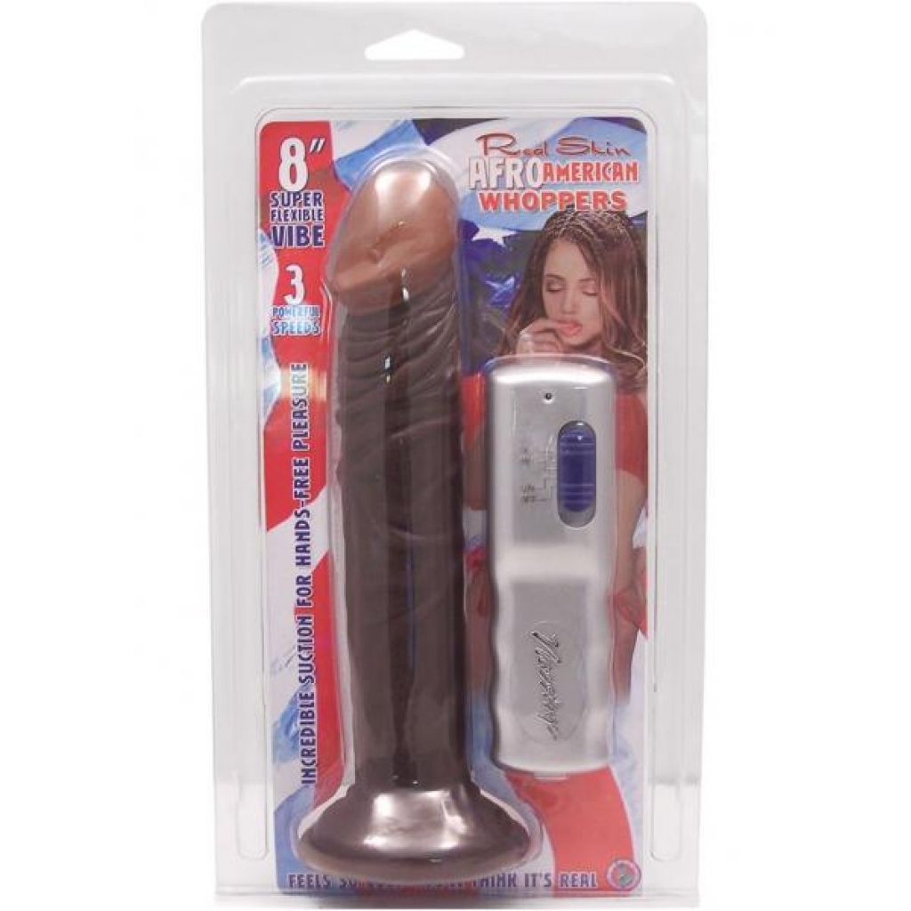 Real Skin Afro American Whoppers Vibrating Dong 8 Inch Brown - Realistic