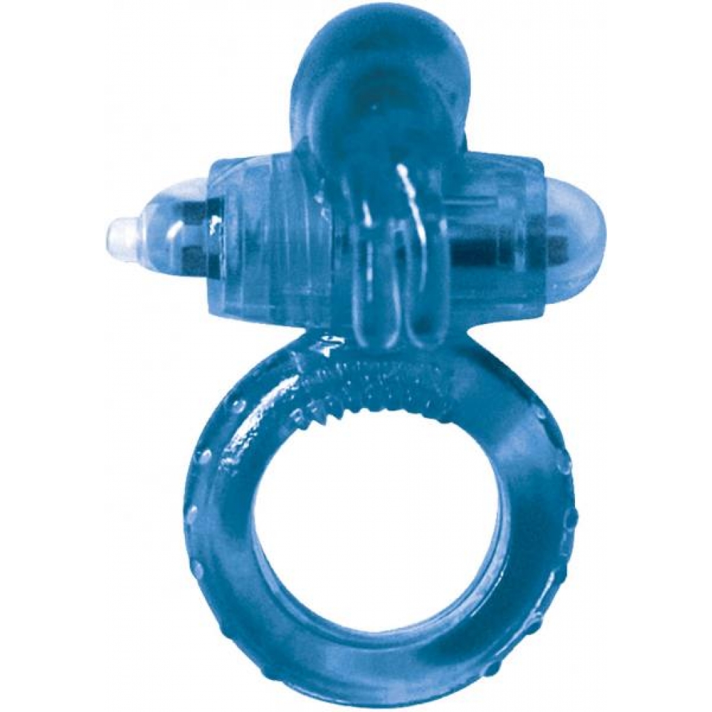 Clit Buddy 2 Rockin Rabbit Cock Ring Blue - Couples Vibrating Penis Rings