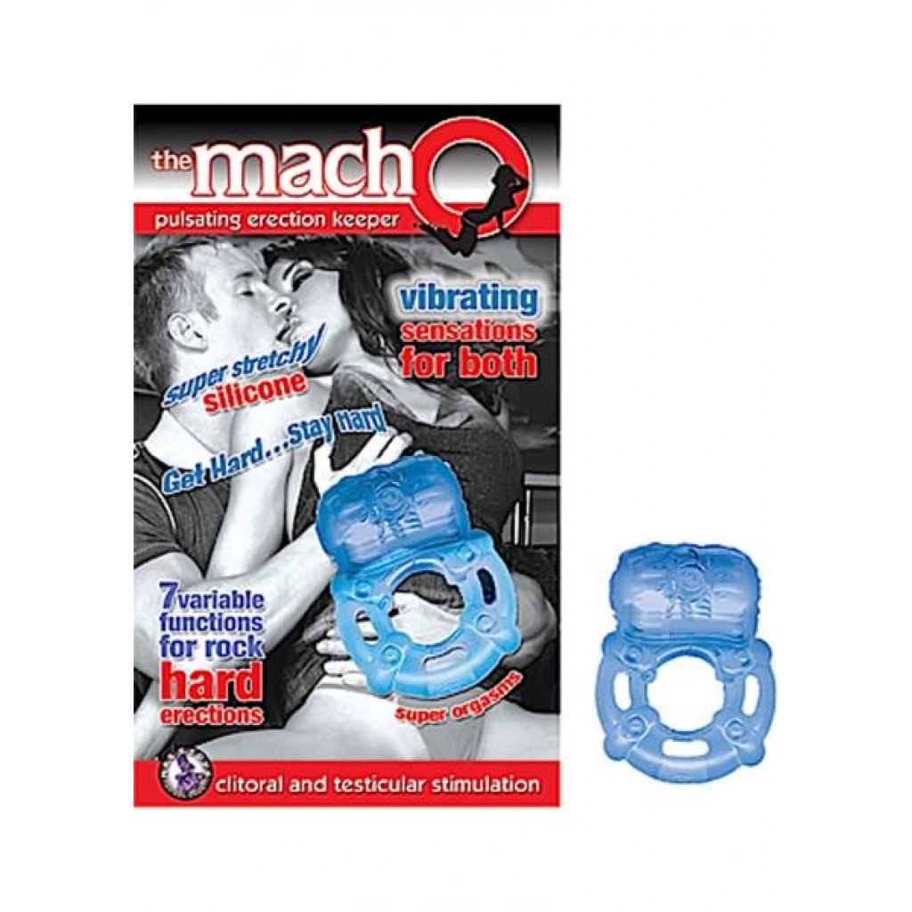 The Macho Erection Keeper 7 Function Vibrating Cockring Blue - Couples Vibrating Penis Rings