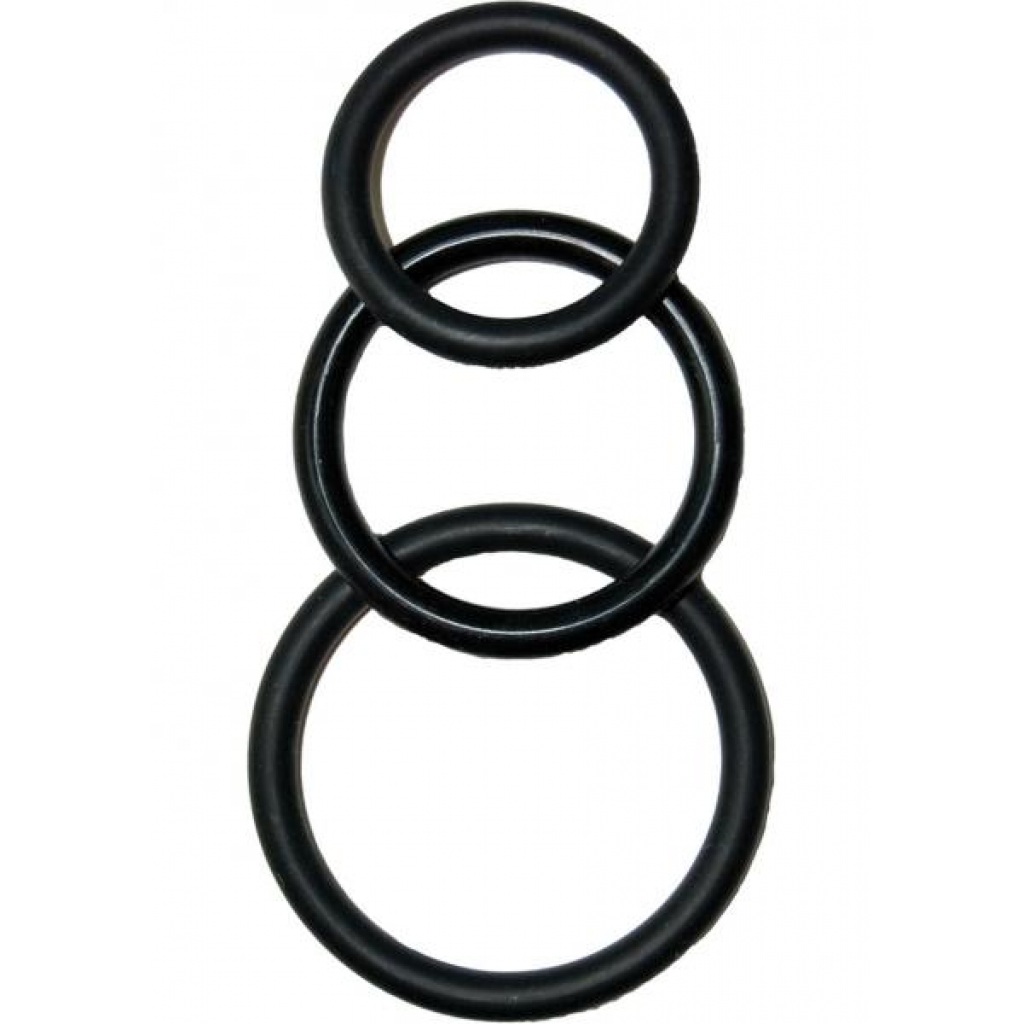 Super Silicone Cockrings - Black - Cock Ring Trios