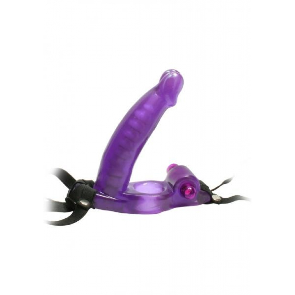 Double Penetrator Strap On Cock Ring Waterproof Purple - Double Penetration Penis Rings