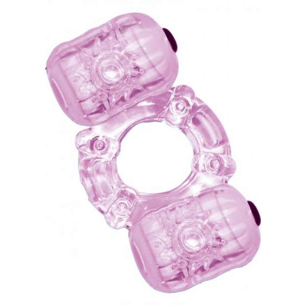 Hero Double Pleaser Teaser Cock Ring Waterproof Purple - Couples Vibrating Penis Rings