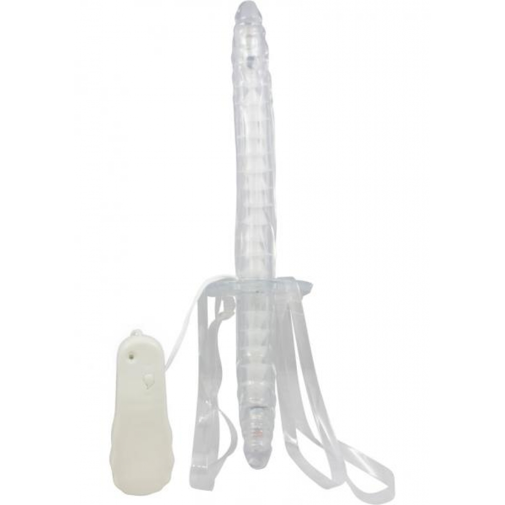 Double Fuk Vibrating Dong Strap On 13 Inch Clear - Strapless Strap-ons