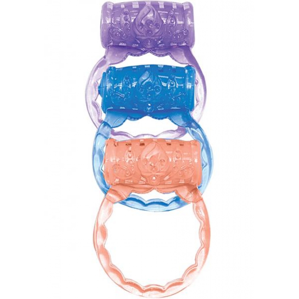 The Macho Three Ring Set Assorted Color - Couples Vibrating Penis Rings