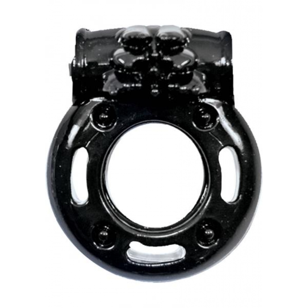 Macho Stallions Vibrating Cockring Black - Couples Vibrating Penis Rings