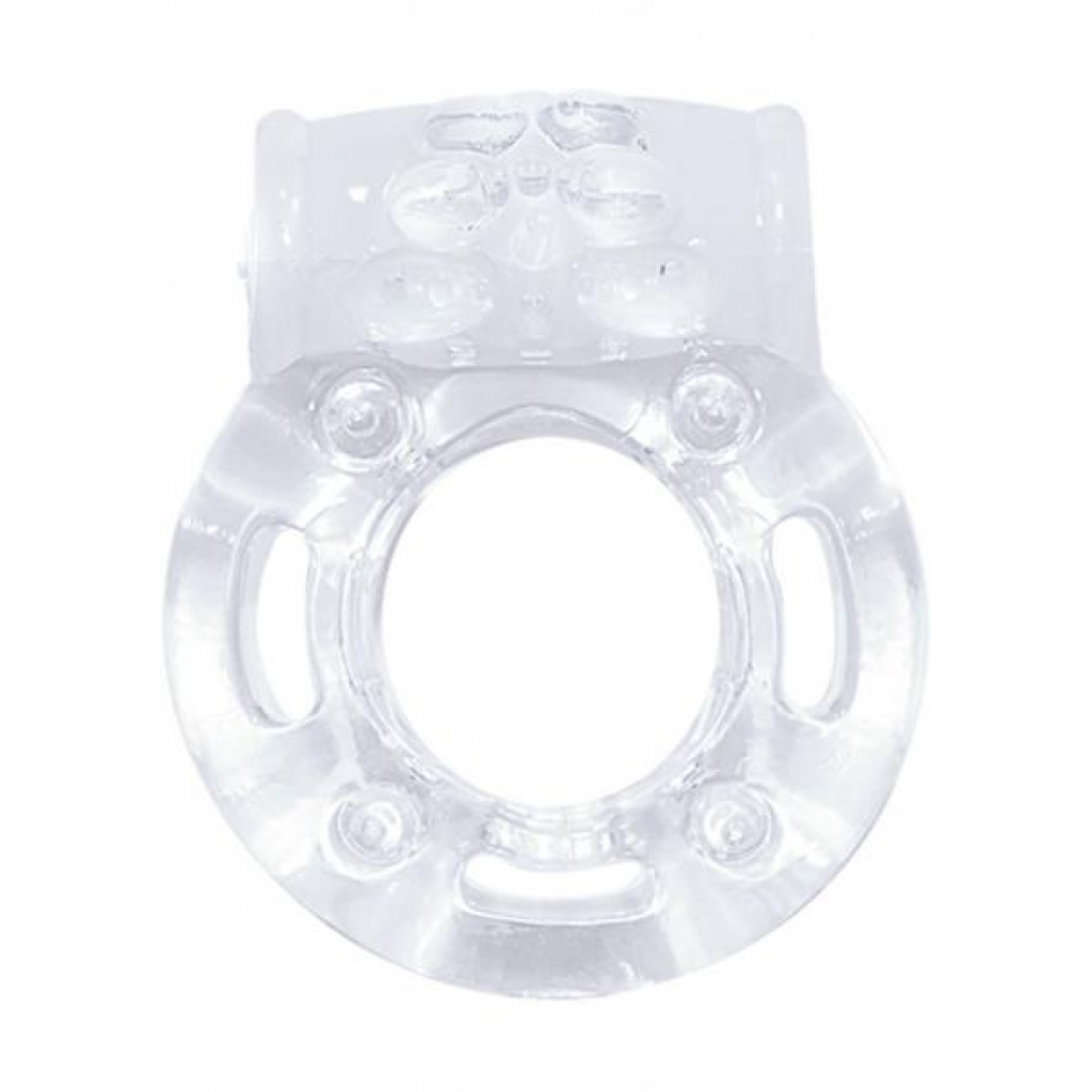 Macho Crystal Collection Vibrating Cockring Clear - Couples Vibrating Penis Rings