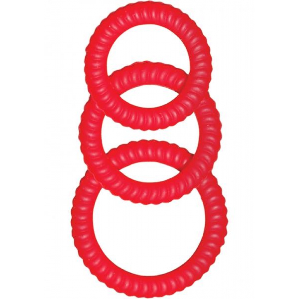 Ultra Cocksweller Silicone Cock Rings Red - Cock Ring Trios