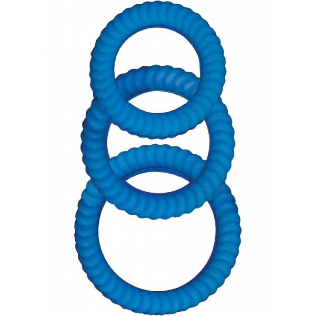 Ultra Cocksweller Silicone C Rings - Blue - Cock Ring Trios