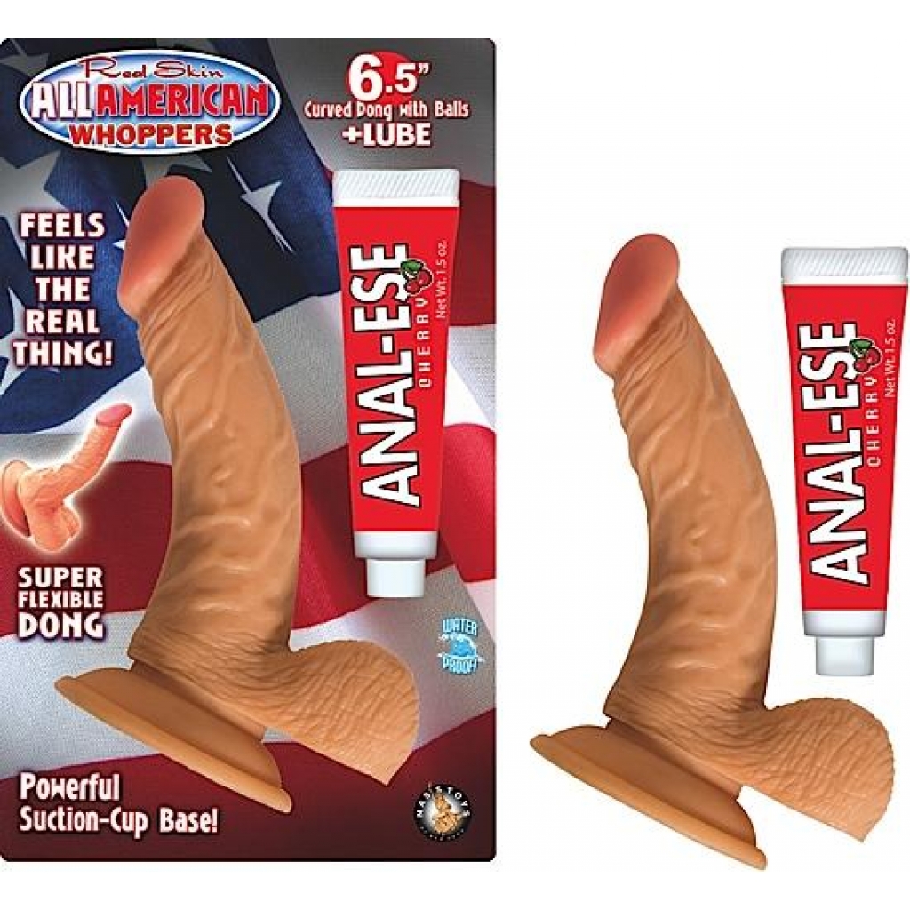 All American Whopper Curve Dong Balls Flesh 6.5 Inch - Realistic Dildos & Dongs