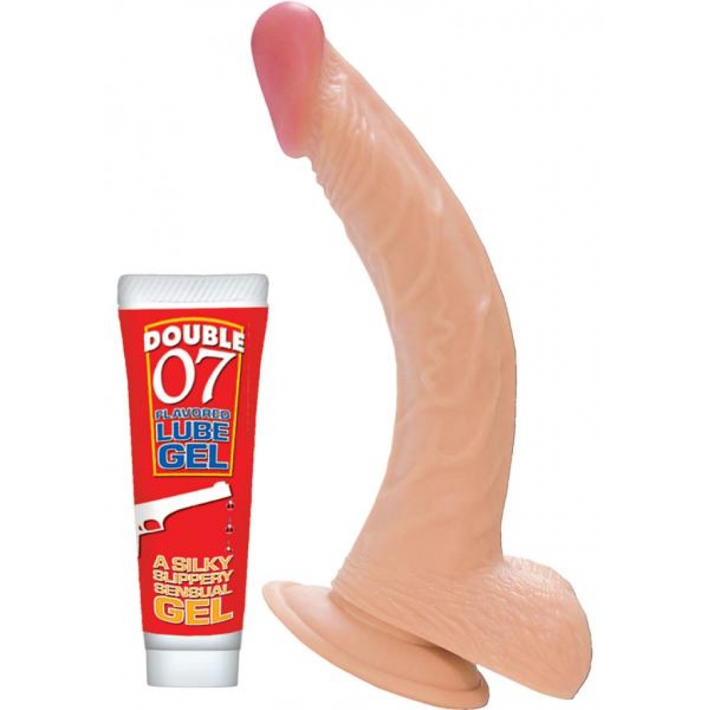 All American Whopper Curve Dong With Balls 8 Inch - Beige - Realistic Dildos & Dongs