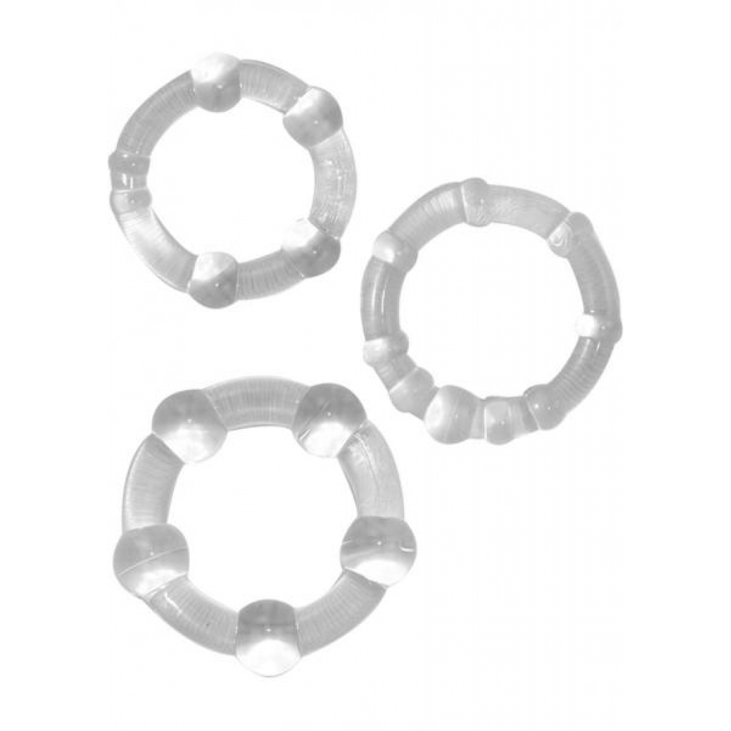 Beaded C Rings Clear 3 Pack - Cock Ring Trios