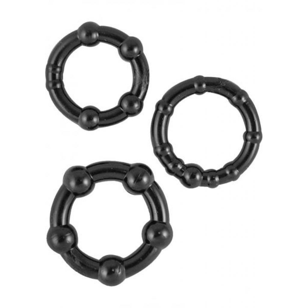 Beaded Cock Rings Black 3 Pack - Cock Ring Trios