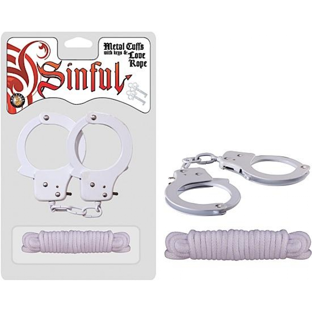 Sinful Metal Cuffs - Love Rope Set