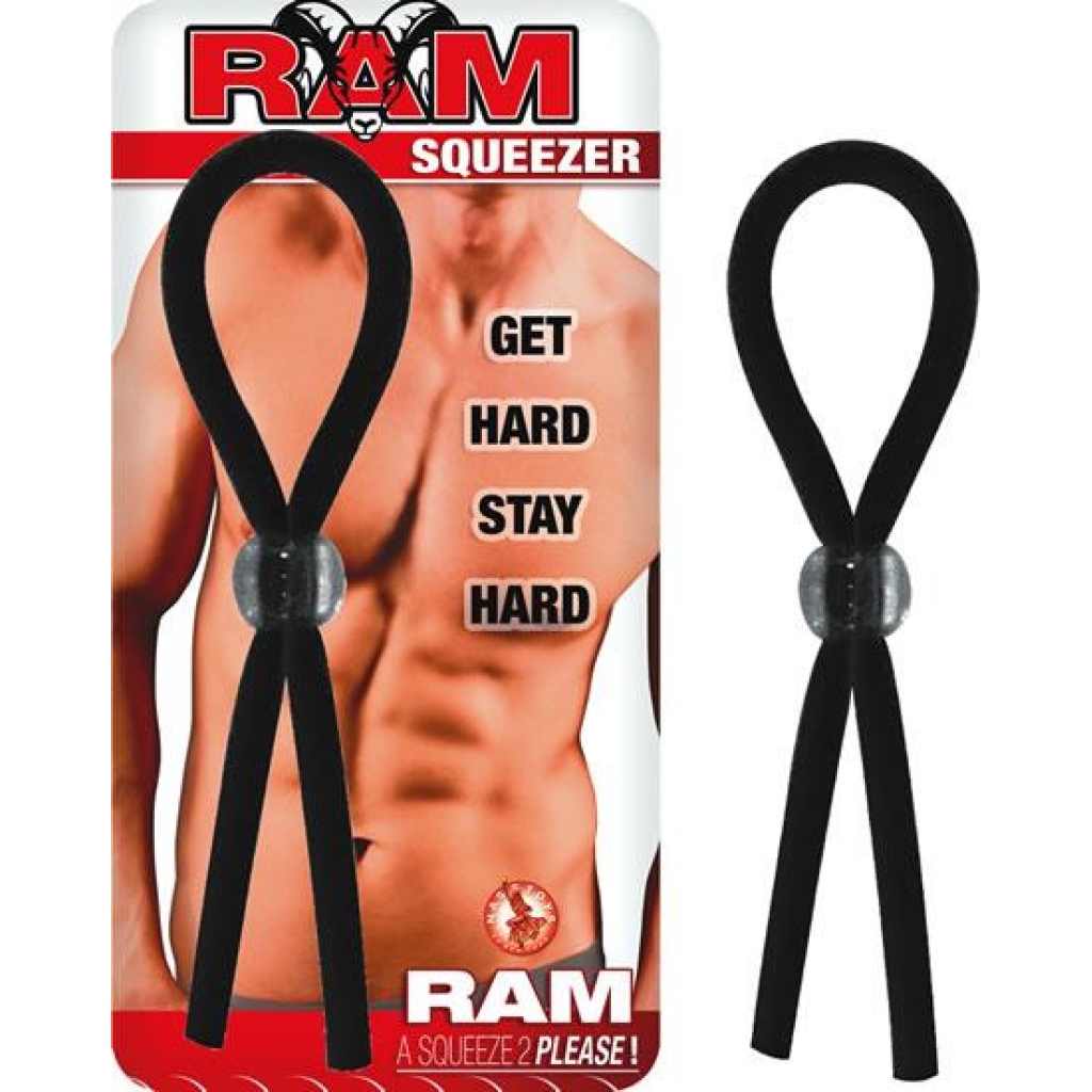 Ram Squeezer Black Cock Ring - Adjustable & Versatile Penis Rings