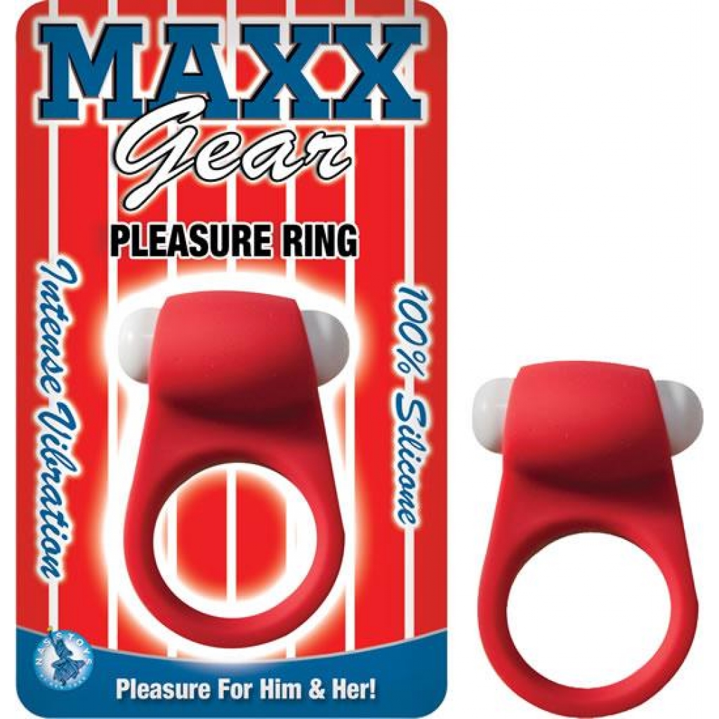 Maxx Gear Pleasure Ring Red Vibrating Cockring - Couples Vibrating Penis Rings