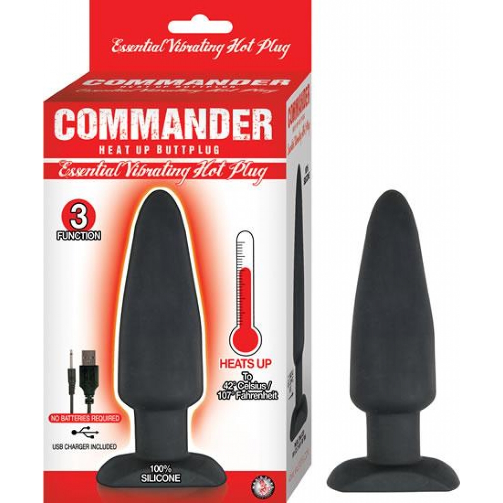 Commander Essential Vibrating Hot Butt Plug Black - Anal Plugs