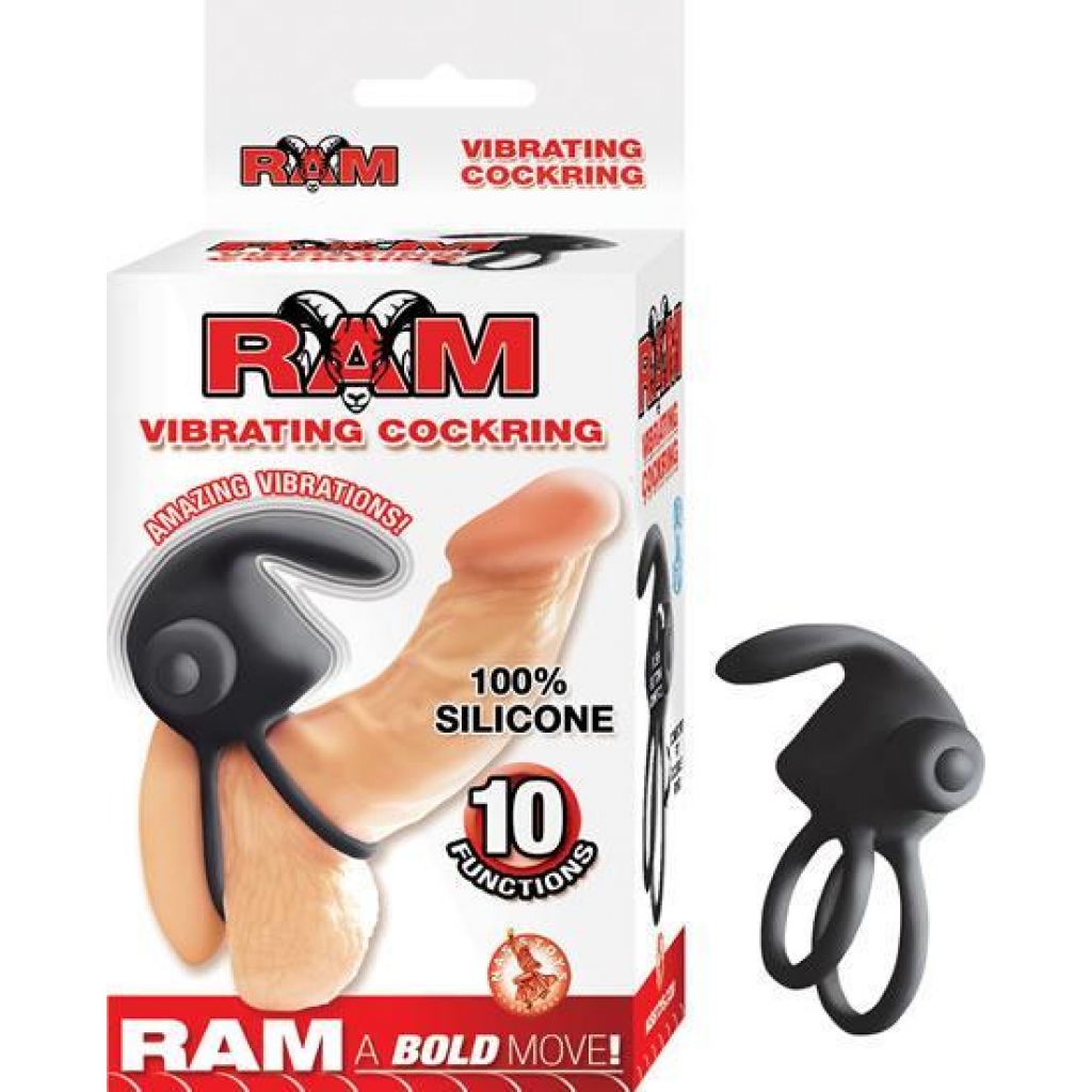 Ram Vibrating Cock Ring Black - Couples Vibrating Penis Rings