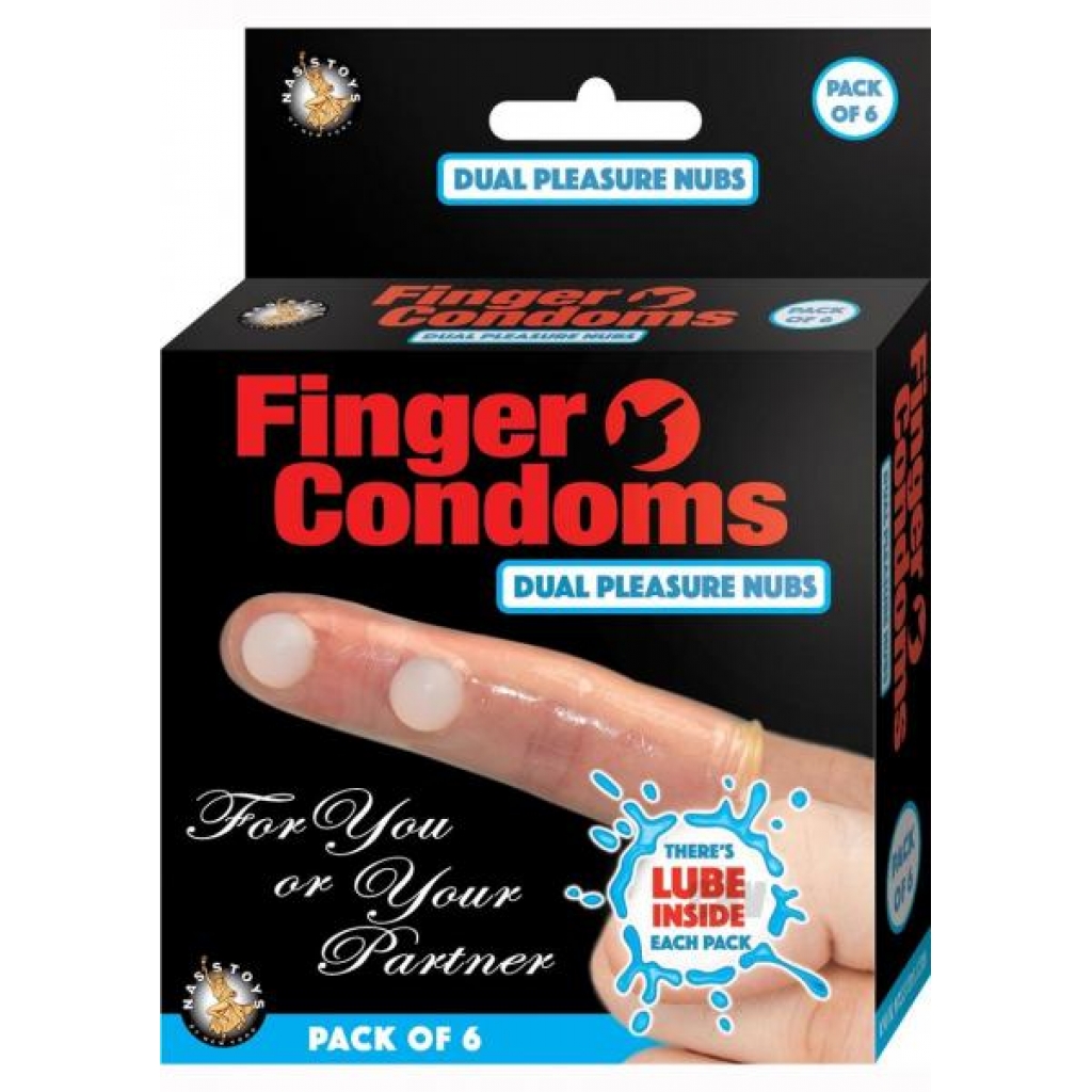 Finger Condoms Dual Pleasure Nubs 6 Per Box - Condoms