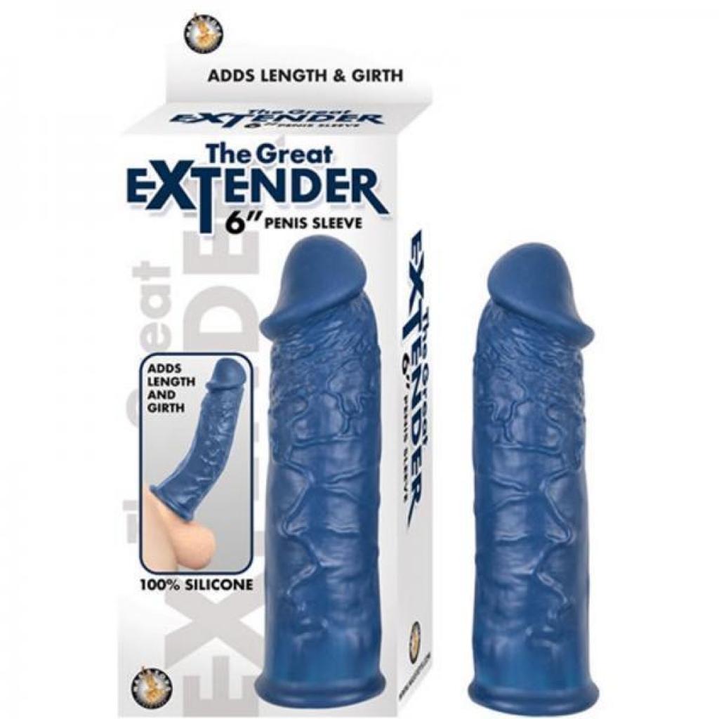 The Great Extender 6 inches Penis Sleeve Blue - Penis Extensions