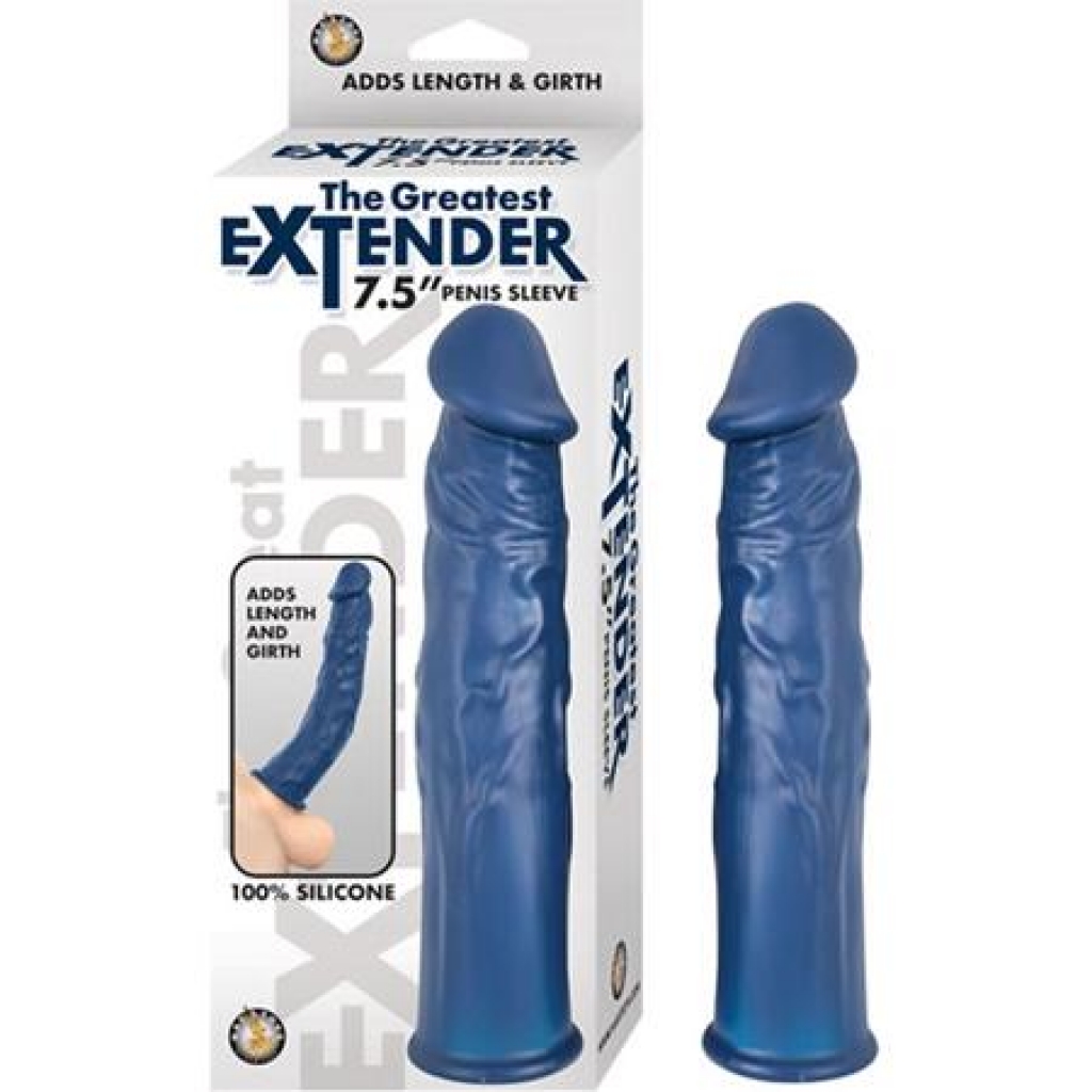 The Greatest Extender 7.5 inches Penis Sleeve Blue - Penis Sleeves & Enhancers