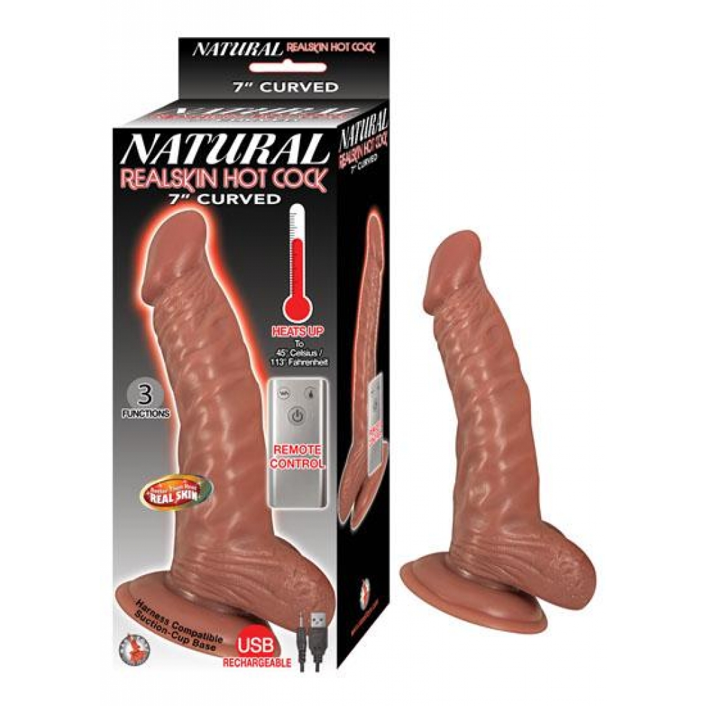 Natural RealSkin Heated Dildo - 7-Inch Brown Pleasure Tool