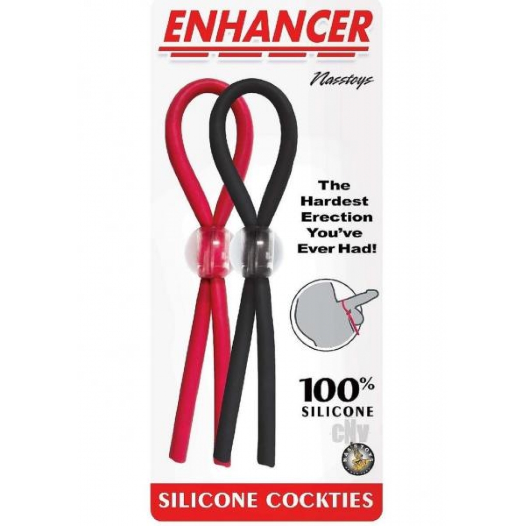 Enhancer Silicone Cockties Red/black - Adjustable & Versatile Penis Rings