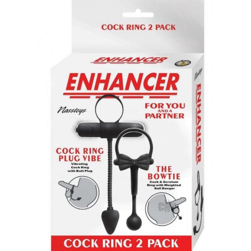 Enhancer Cockring 2pk Black - Couples Vibrating Penis Rings