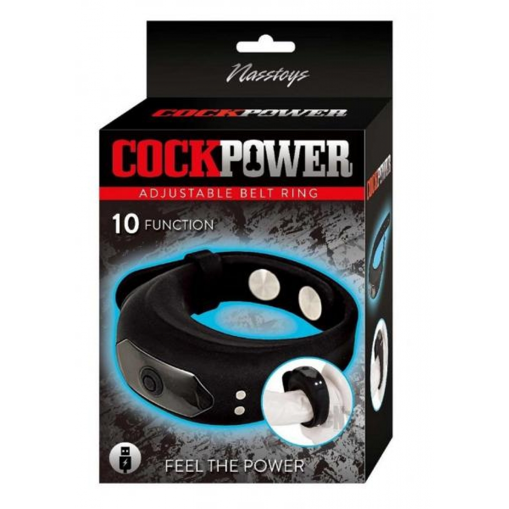 Cockpower Adj Belt Ring Blk - Adjustable & Versatile Penis Rings