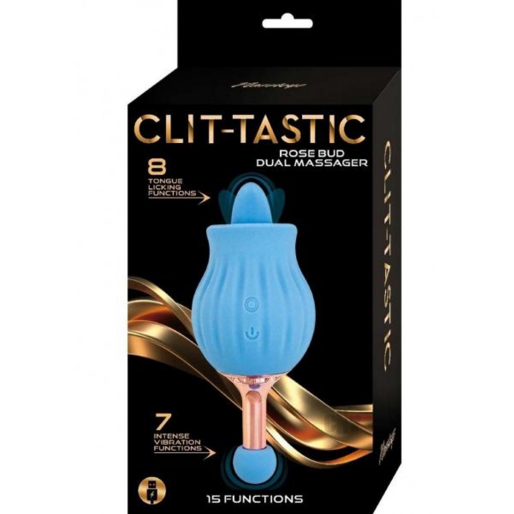 Clit Tastic Rose Bud Dual Massager Blu - Tongues