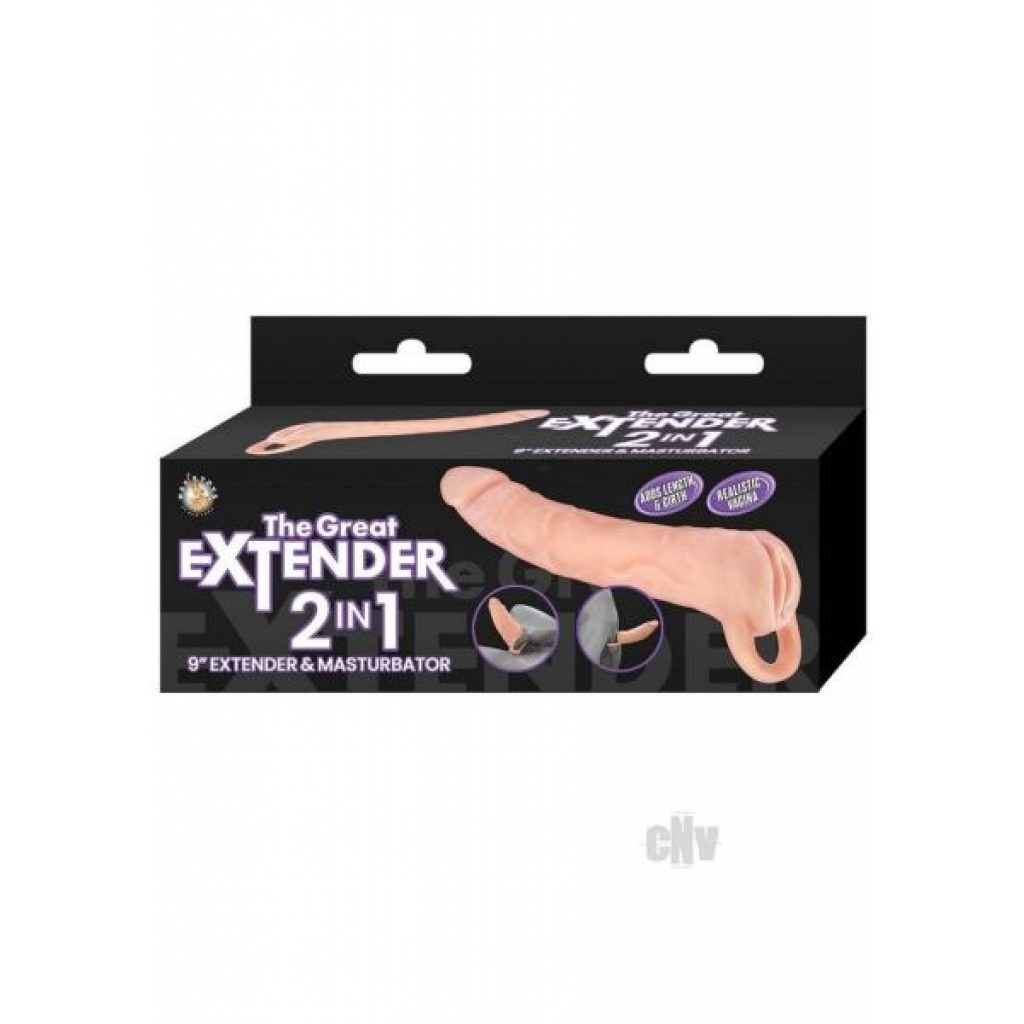 Great Extender 2 In 1 9 White - Penis Sleeves & Enhancers