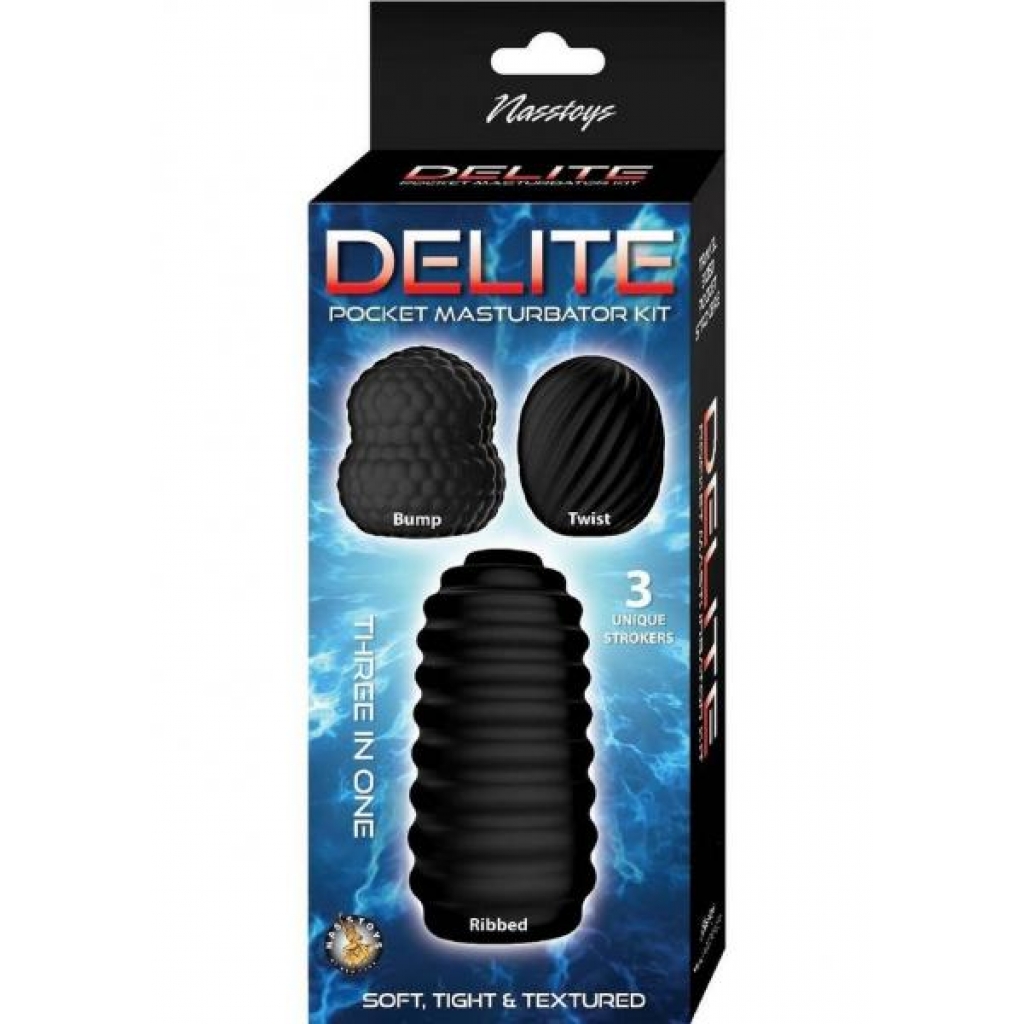 Delite Pocket Masturbator Kit Black - Masturbation Sleeves